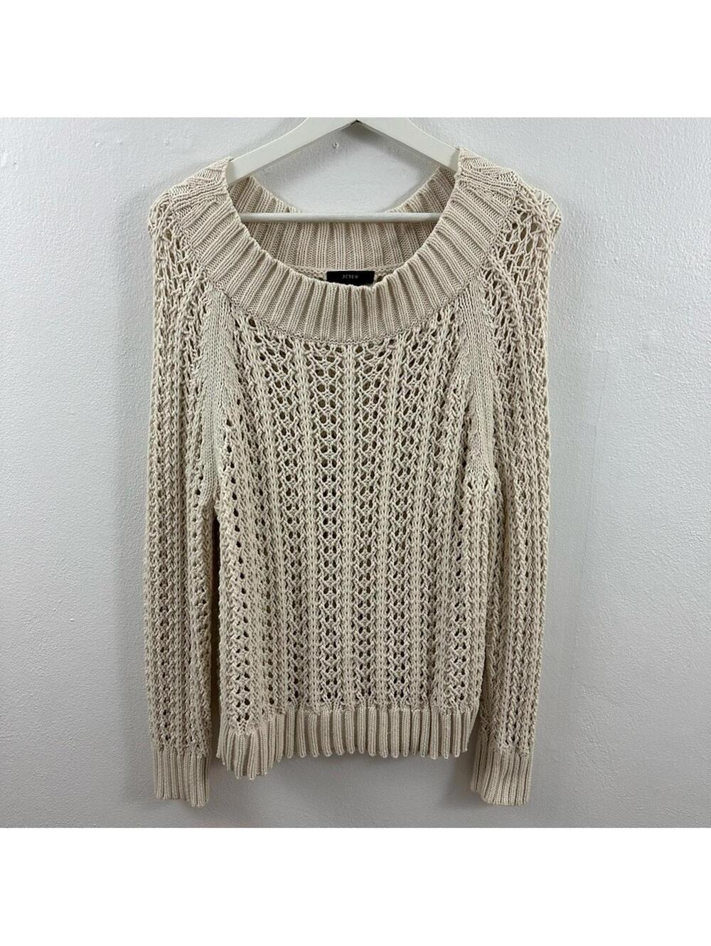 J. Crew Crochet Pullover Cream Color Sweater Women's Size XS